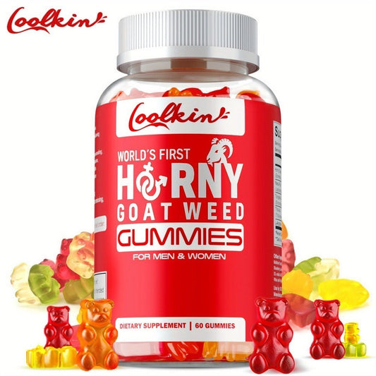 Horny Goat Weed Gummies - with Maca Root, Tongkat Ali Root, Tribulus, L-Arginine, Supports Men's Health - 60pcs