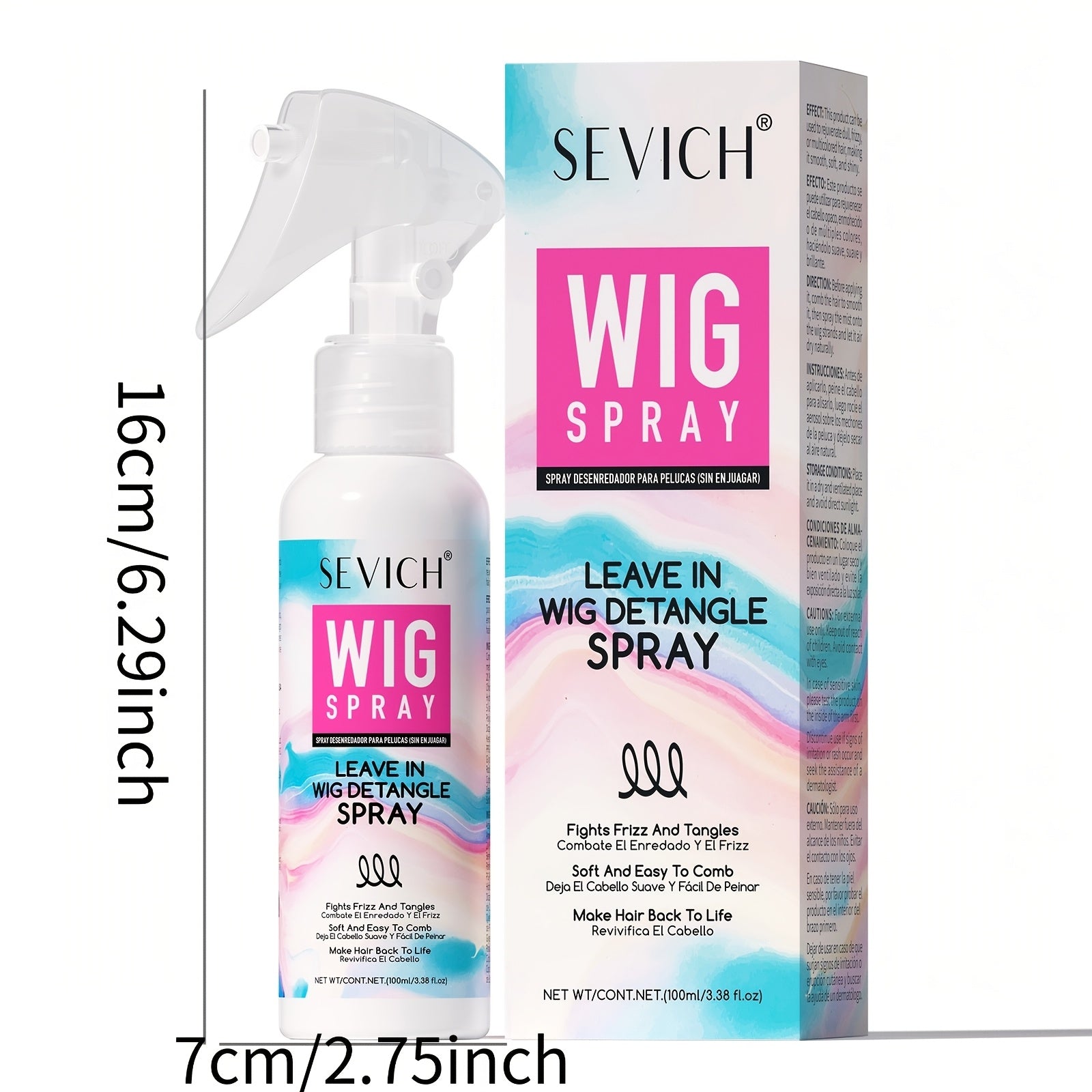 SEVICH -Infused Leave-In Detangling Spray for Wigs & Extensions Wig Spray, - Feather-Light Formula for Instant Frizz Control, Long-Lasting Floral Fragrance, Strengthens Fibers with One-Spray Effortless Comb-Through, No Residue, for Daily Wig Care