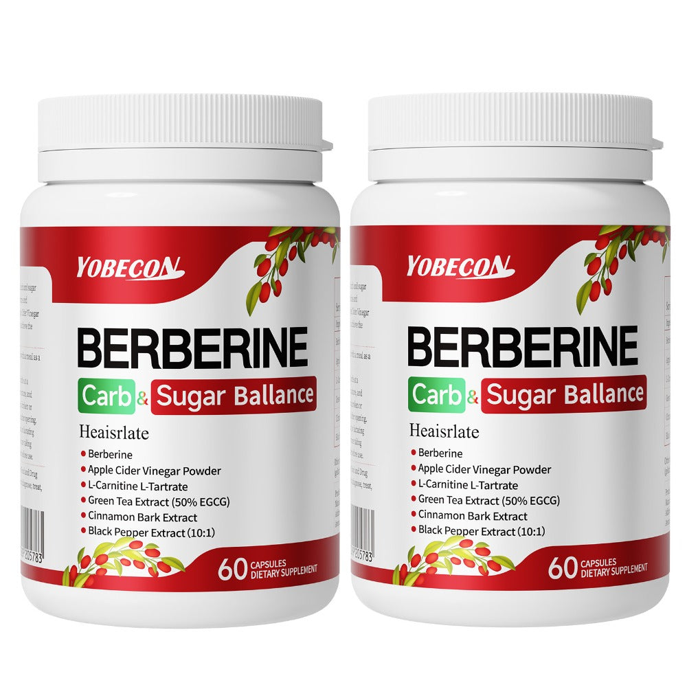 Berberine Capsules with Apple Cider Vinegar, Cinnamon And Green Tea Extract, Supports Healthy Body Shape, Blood Sugar & Digestion, 1Bottle/ 2 Bottles, Suitable for All Ages, 60 Capsules