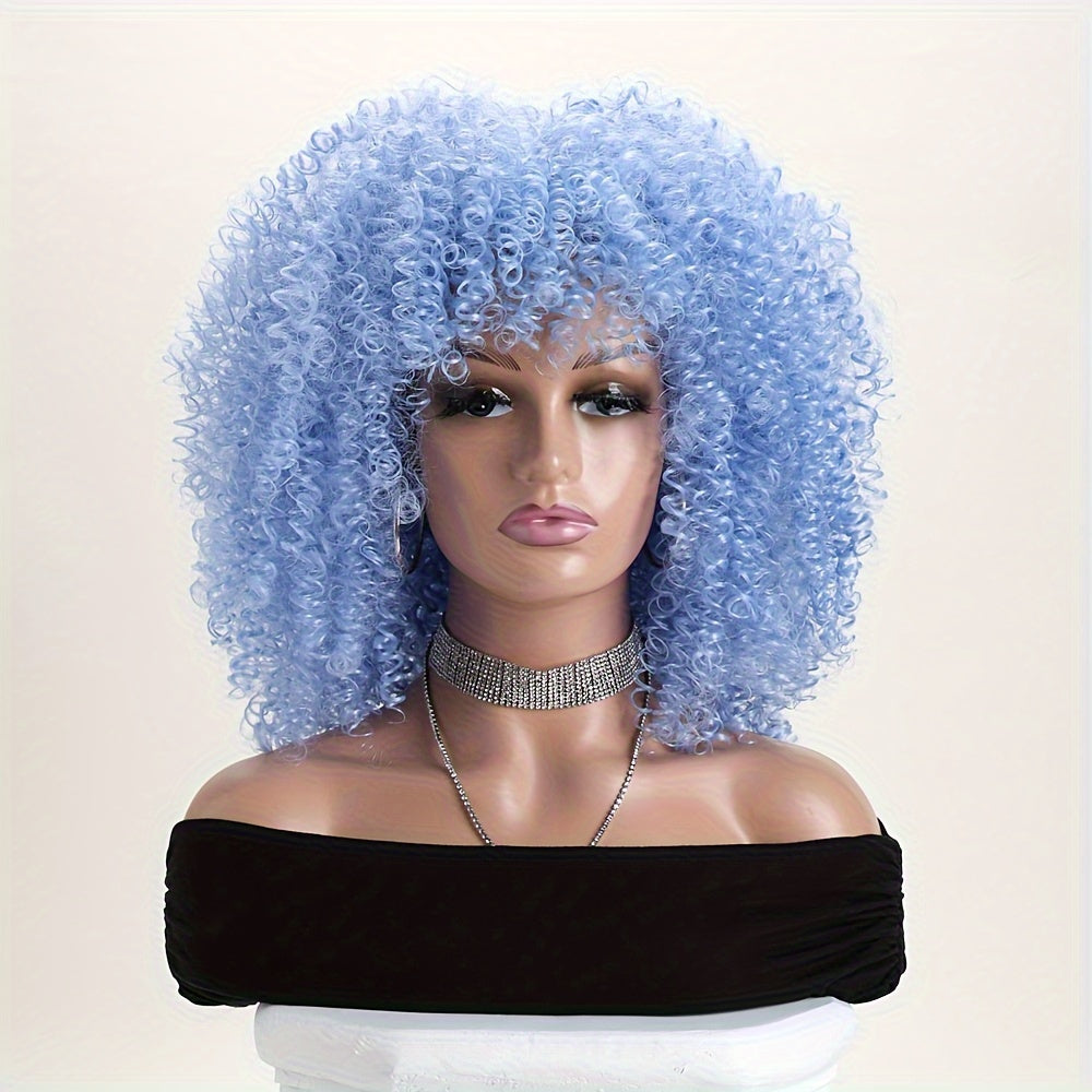 16-inch Short Curly Afro Kinky Curly Red Wig, Women's Fashionable and Elegant Stretchable Net Synthetic Fiber Hair Replacement Wig for Women, Heat-Resistant Fiber Wig Suitable for Daily Wear, Cosplay, Parties, Music Festivals, Weddings, and Balls
