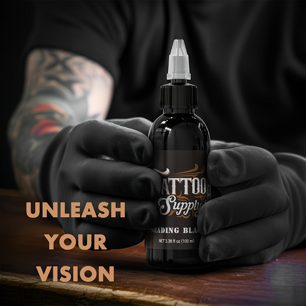 1pc of Neebol Premium Black Tattoo Ink, The Darkest Super Black Ink, Ideal for Outlining, Shading, And Blending. This Premium Shading Solution Offers Vibrant And Bright Results