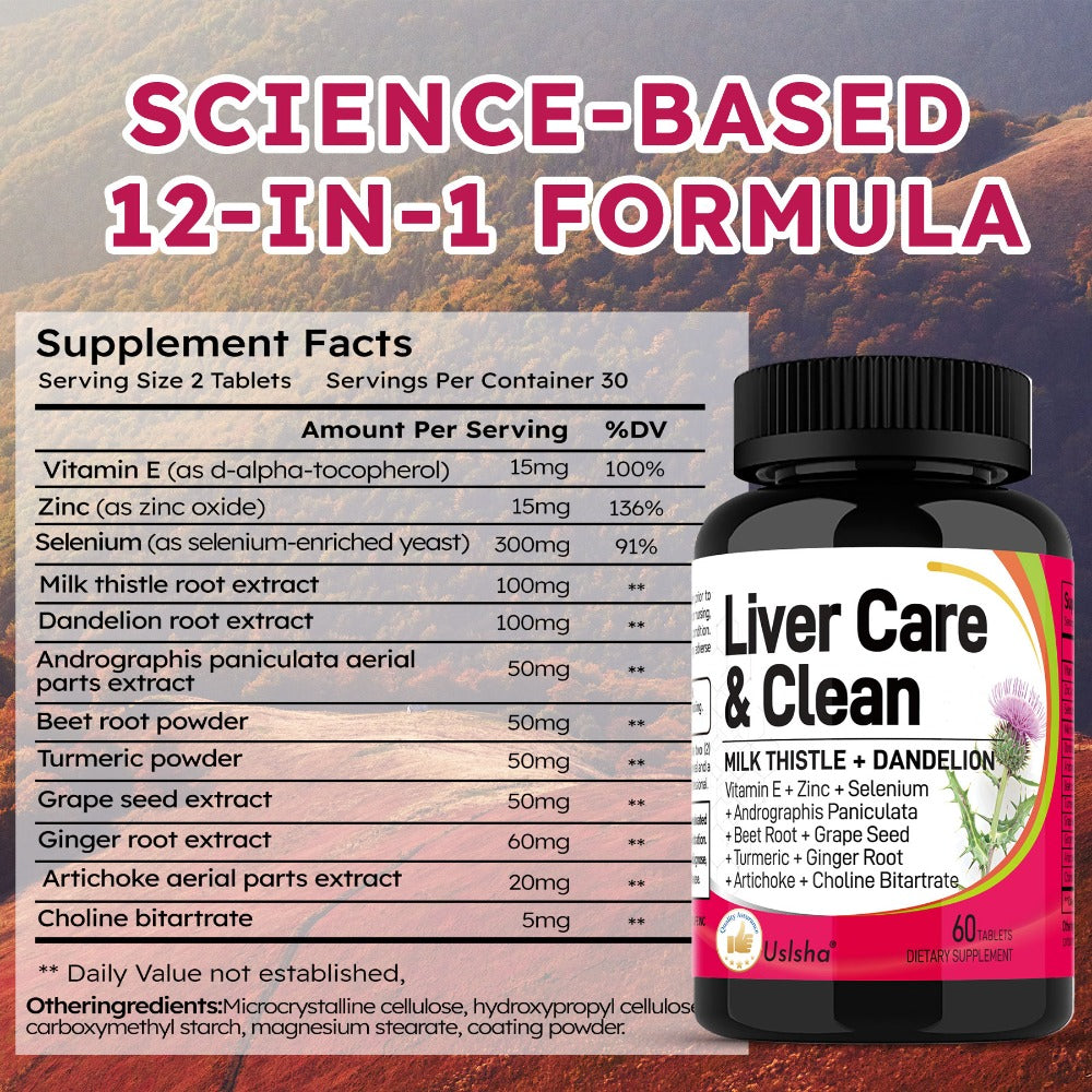 Liver Support Supplement Milk Thistle Turmeric Beetroot ALL-IN-1 Super Formula Liver care 60 Capsules, 30-Day Supply