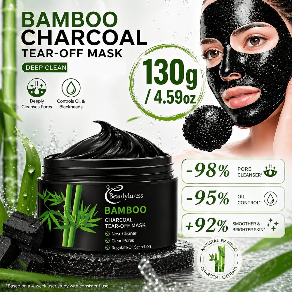 130 Black Bamboo Charcoal Mask - Deep Cleansing & Oil Control for All Light Beige Types, Hypoallergenic Pore Cleansing Clay Face Mask, Suitable for Men & Women, Application, Smooth Texture, Ingredients, Skincare Essential