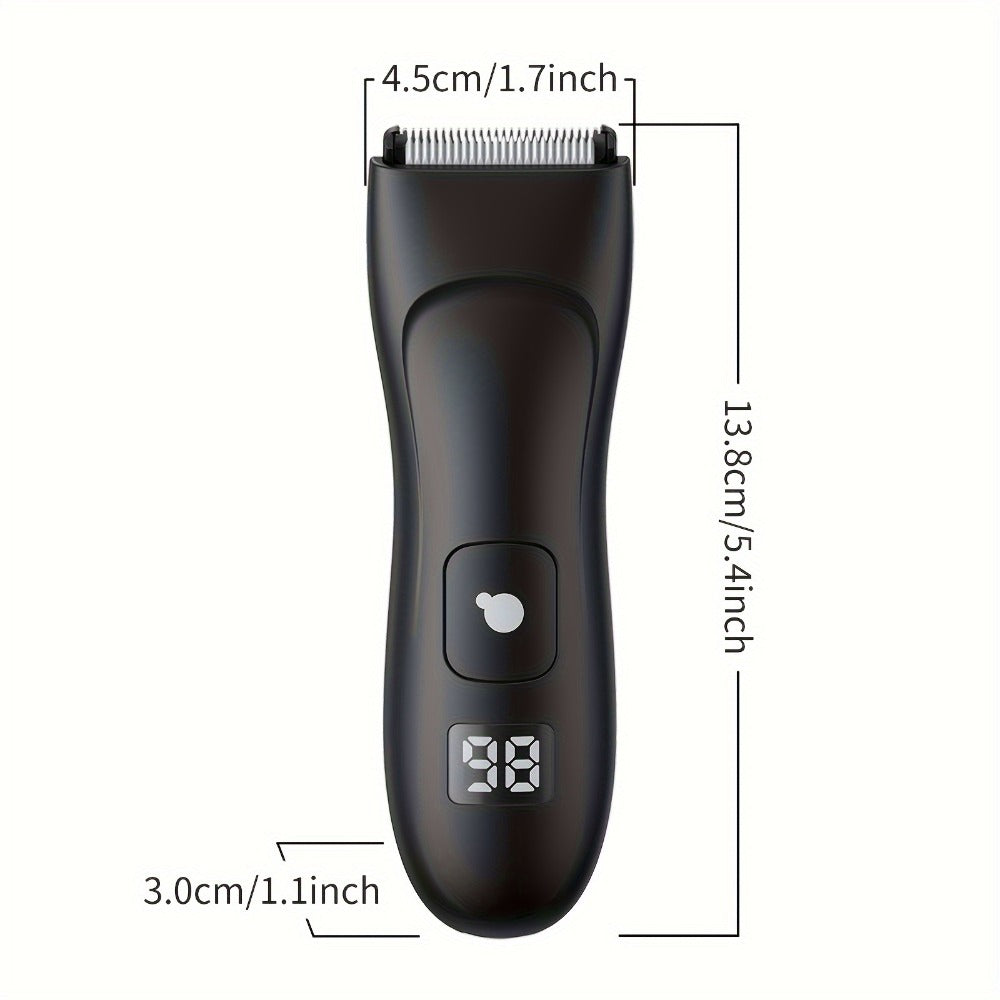 Ball Trimmer For Men - IPX7 Body Hair Trimmer, Ceramic Blade, LCD Battery Display, Replaceable Blade Head, Electric Groin & Pubic Shaver ES030