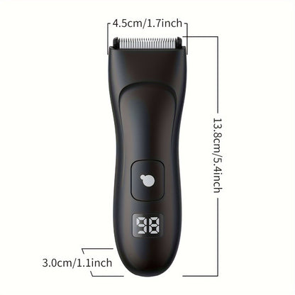 Groin Trimmer Men IPX7 Waterproof Ceramic Blade Electric Body Shaver – LCD Battery Display & Replaceable Head, Wet Dry Safe Ball Trimmer Grooming Kit for Sensitive Areas Pubic Hair Manscaping