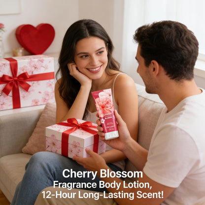 Body Lotion Cherry Blossom Scent | Vitamin E & Glycerin Moisturizing Cream | Non-Sticky 12-Hour Hydration Day & Night Skin Care | Nourishing Body Cream for All Skin Types 8oz