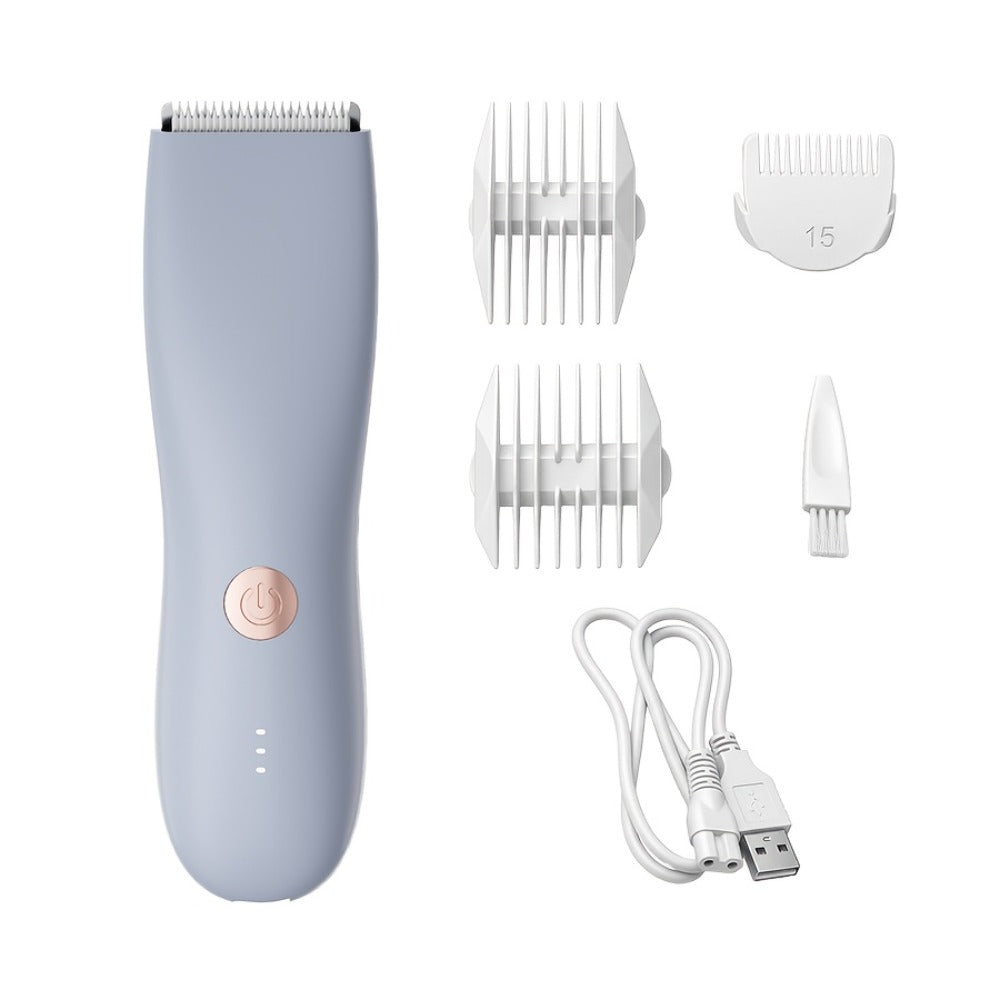 Body Hair Trimmer IPX6 Waterproof Replaceable Ceramic Blades with Limit Comb - Electric Groin Trimmer for Men Bikini Trimmer for Women Manscaping Groomer Black Green Purple Pink