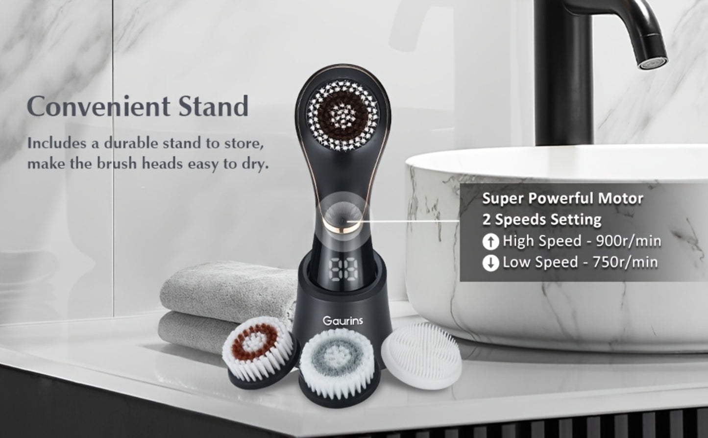 Electric Spin Facial Cleansing Brush Rechargeable - Deep Cleansing Blackhead Removal Exfoliating Massaging Face Scrubber Skin Rejuvenation Device for Women