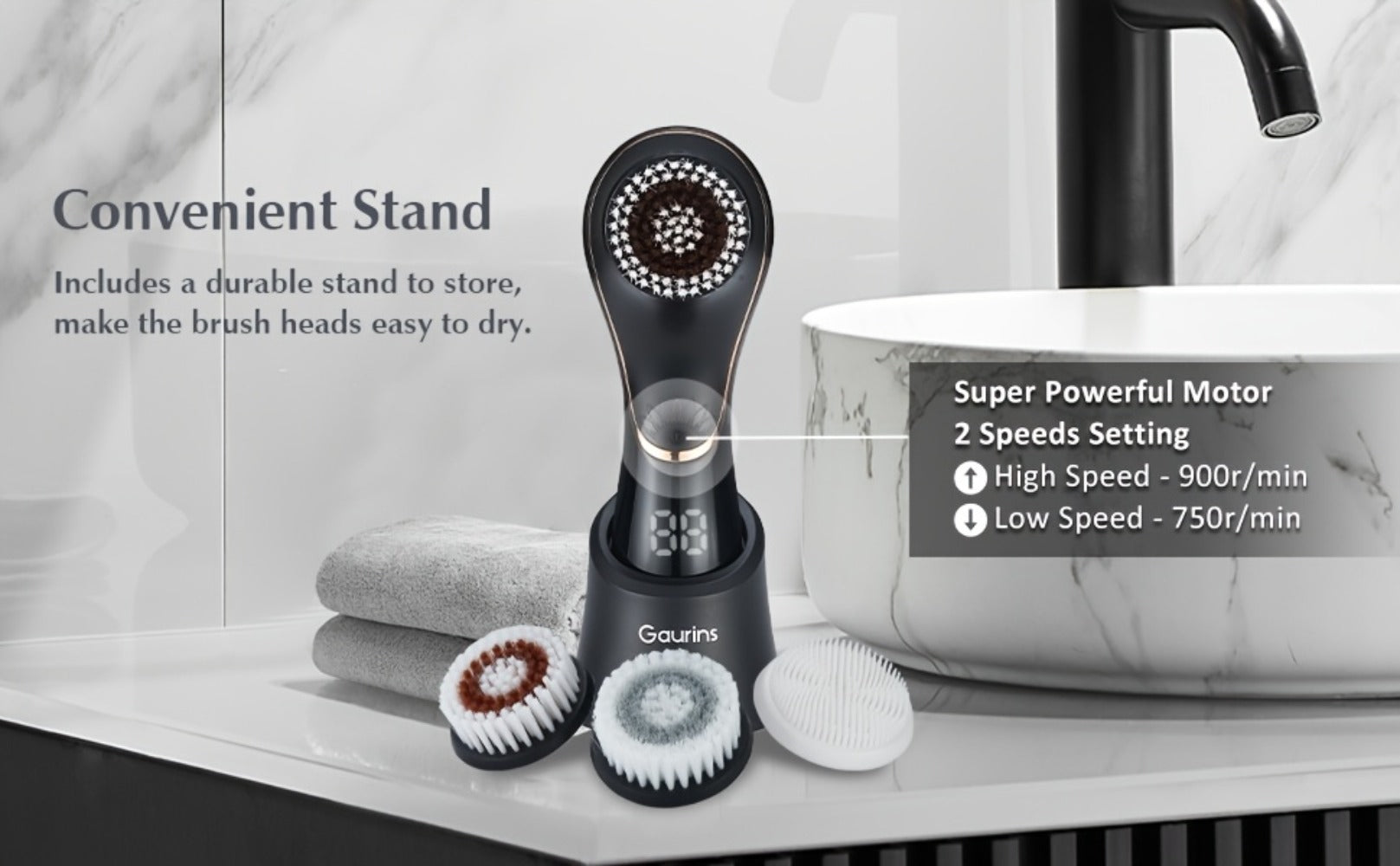 Facial Cleansing Brush Face Scrubber Rechargeable Electric Spin Cleanser Device for Exfoliating, Massaging And Deep Cleansing Removing Blackhead, Face Massaging
