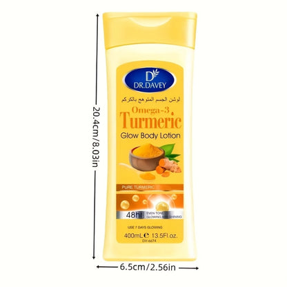 Turmeric Body Lotion 400g - Alcohol-Free Moisturizing Glow Formula Turmeric Extract Long-Lasting Hydration Dry Oily Skin Unisex Full Body Lotion