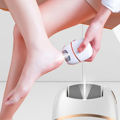 Electric Foot Scrubber Callus Remover 4 Polishing Heads Rechargeable — Automatic Dead Skin Remover Pedicure Tool for Smooth Soft Feet Heel Exfoliator, Home & Travel Foot Care for Women Men Adults