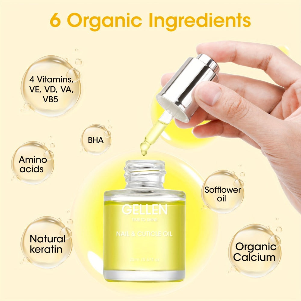 Gellen Cuticle Oil For Nails 0.68oz Nail Oil Cuticle Nail Care Moisturizer Nourishing Oil, New Year/ Christmas Gift For Women