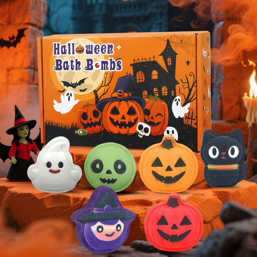 Bath Bombs Halloween Gifts for, Halloween Pumpkin, Bat, Skull, Magician, Black Cat And, 5 Individually Wrapped Bath Salt Bombs Rich In Essential Oils, Ideal for Gifts for,, And Women Who Have Everything On Halloween
