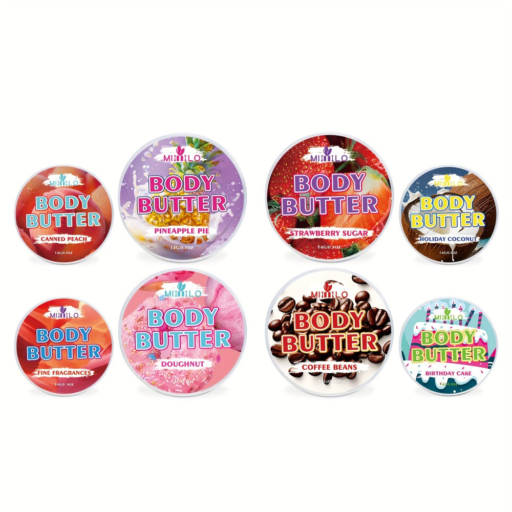 Body Glaze Lotion Set 8pcs Fruity Fragrance Pineapple Coconut Strawberry Coffee 8 Scents Non-Greasy All-Day Moisturizing Travel Size Body Moisturizer for All Skin