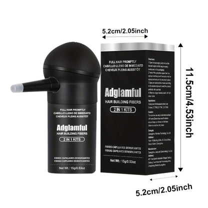 Hair Building Fibers 2-in-1 Kit 15g - 1-Second Adsorption Natural Invisible Thinning Hair Concealer | Covers Gray | For Men & Women | 4 Shades