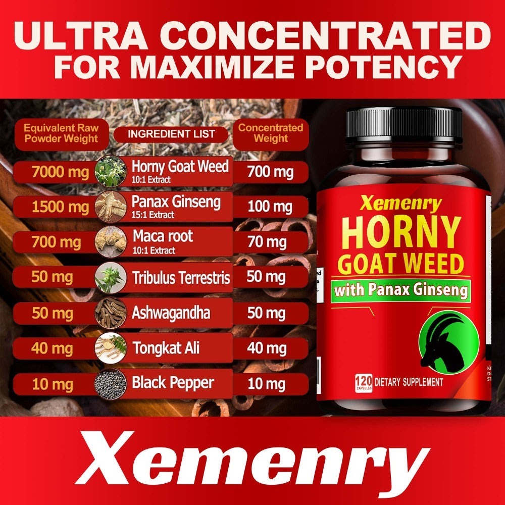Horny Goat Weed - Replenish Energies, Premium Blended Formula - 120pcs