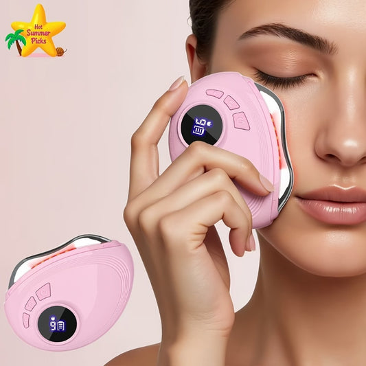 Pink Electric Gua Sha Facial Sculpting, 9 Speeds for Vibration And Another 9 Speeds for The Heat