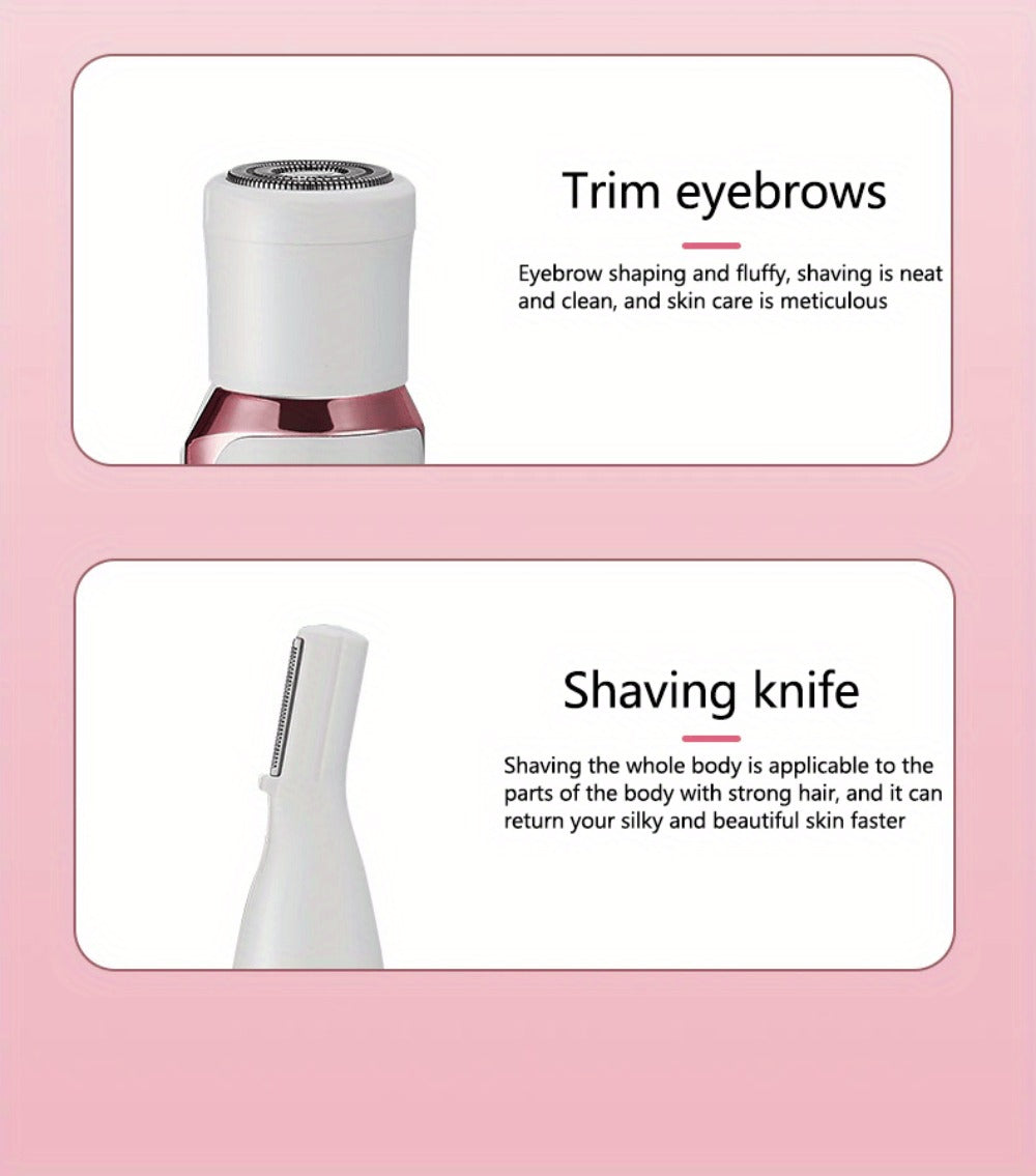 4In1 Women'S Electric Hair Remover Multifunctional Women'S Electric Shaver Trimmer Set Bikini Line Trimmer for Women USB Rechargeable for Eyebrows, Nose, Face Legs Hair Removal Portable Gentle Perfect Gift for Women