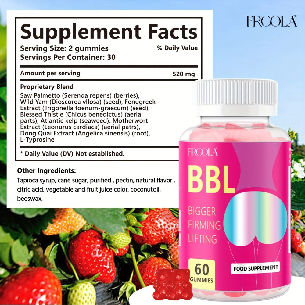 BBL 60 Gummies for Women, Exuding Feminine Charm, Confident And Shining, Strawberry Flavored