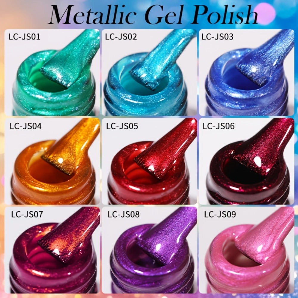 Glitter Gel Nail Polish Set 9pcs Metallic Soak-Off LED UV Sparkling Nail Art Kit — Red & Purple Shades Long-Lasting Salon & DIY Home Manicure, LILYCUTE Professional Formula (0.24oz Each)