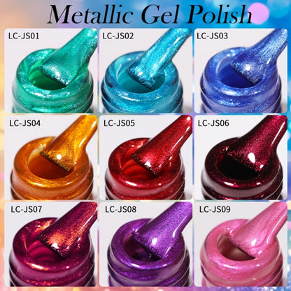 Glitter Gel Nail Polish Set 9pcs Metallic Soak-Off LED UV Sparkling Nail Art Kit — Red & Purple Shades Long-Lasting Salon & DIY Home Manicure, LILYCUTE Professional Formula (0.24oz Each)