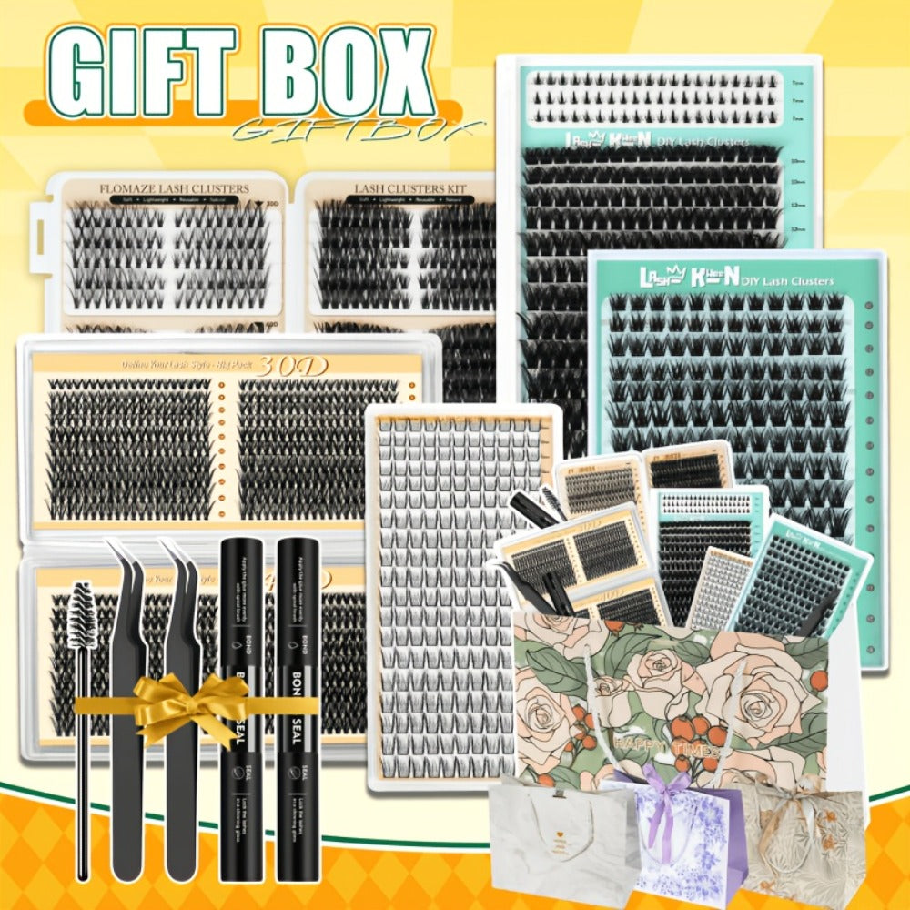 Lash Clusters Kit 5 Boxes Lash Clusters Gift/209/276/708/800pcs False Eyelashes, Fluffy Wispy Manga Fairy Lashes Top And Bottom Lash Clusters with Gift Bags, Natural Volume Lashes Long Lasting Reusable Lashes Beauty Gift for Mom Wife Daughter Friend