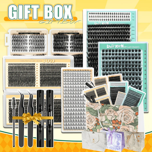 Lash Clusters Kit 5 Boxes Lash Clusters Gift/209/276/708/800pcs False Eyelashes, Fluffy Wispy Manga Fairy Lashes Top And Bottom Lash Clusters with Gift Bags, Natural Volume Lashes Long Lasting Reusable Lashes Beauty Gift for Mom Wife Daughter Friend