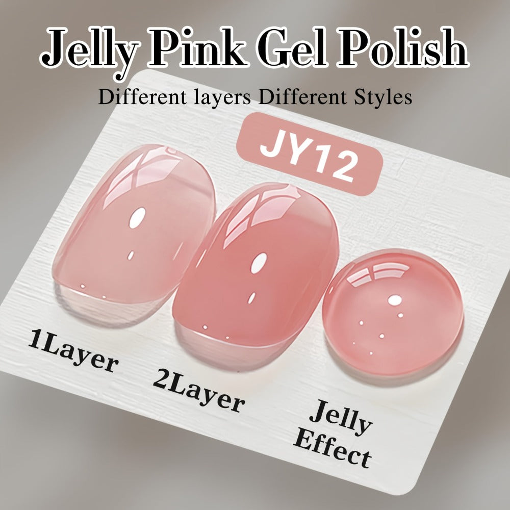 MISS MISIDY 0. 54oz Pink Translucent Gel Polish Sheer Neutral Natural Light 16ml Jelly Nail Polish Nail Art DIY at Home