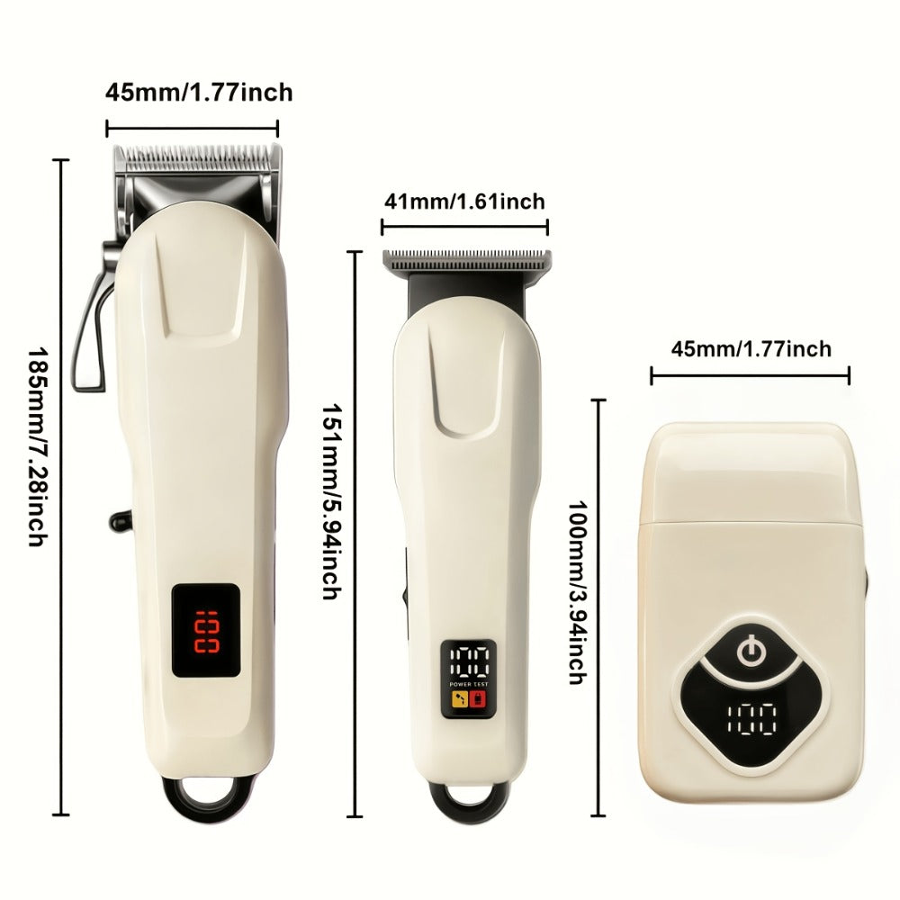 Golden Hair Clipper Professional Set, Men's Hairdresser Set, USB Charging, Large-capacity Battery Life, LCD Display Power, Business Travel Essential, Perfect Gift for Dad, Son, Brother and Friends