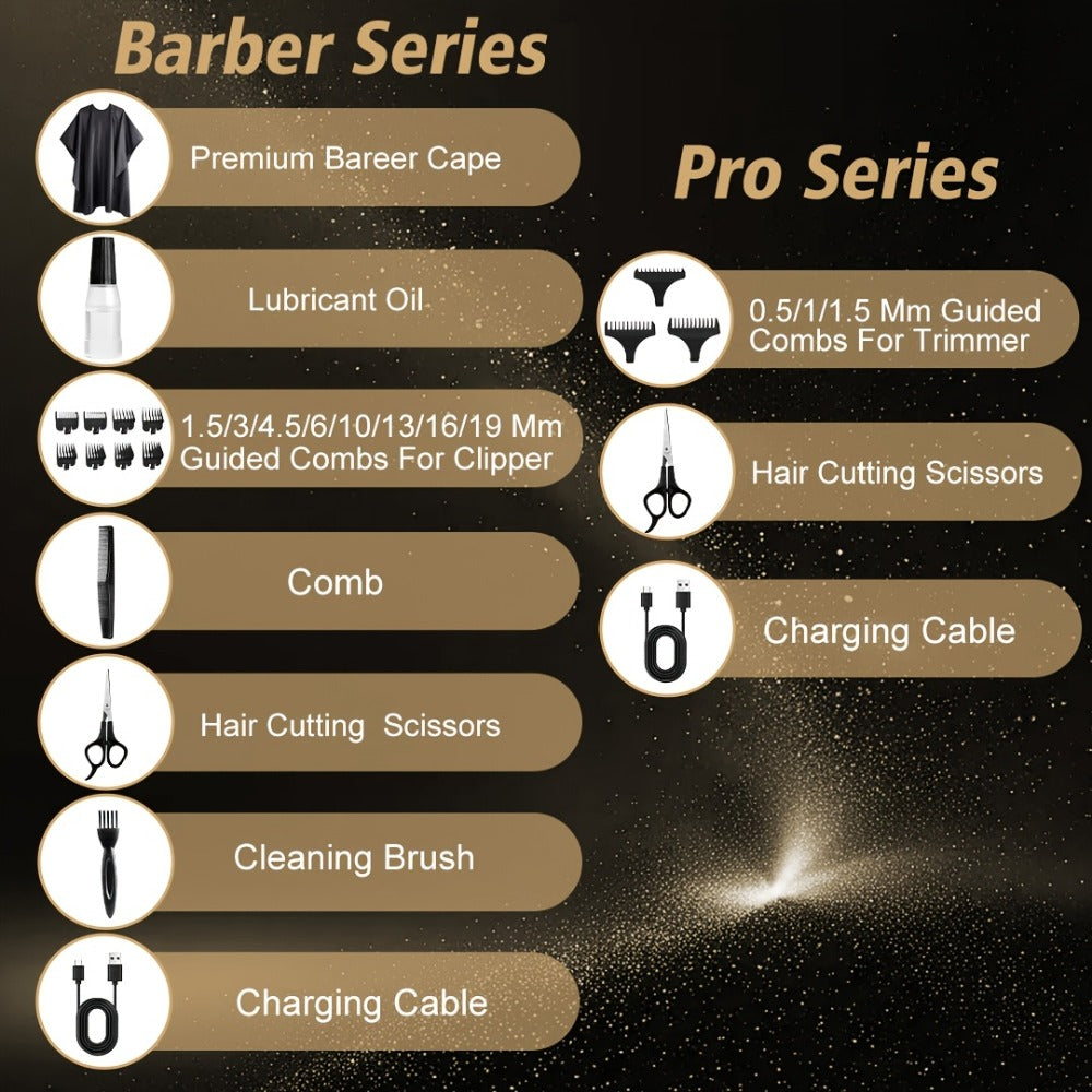 Rechargeable Professional Hair Clippers for Men, Cordless Metal Barber Clippers And Trimmers, Guide Comb for Hair Cutting, with LED Display, Zero Gap T-Blade Beard Hair Trimmer, Gifts for Men