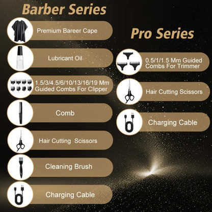 Professional Hair Clippers for Men Cordless Metal Barber Clipper with Zero Gap T-Blade LED Display & Guide Combs - Rechargeable Beard Trimmer Grooming Gift