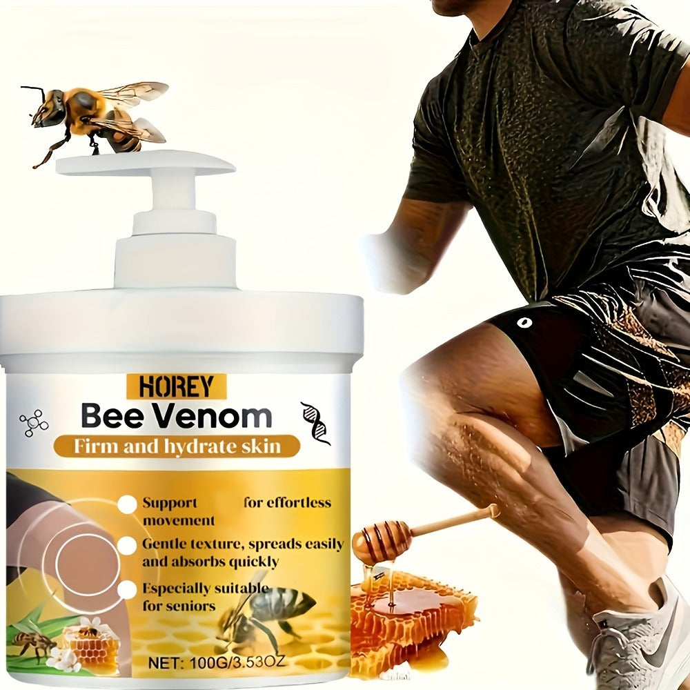 100g/3.53oz Bee Venom Massage Cream, Contains Turmeric& Arnica, Suitable For Everyone, Tightens & Moisturizes Skin, Locks In Moisture, Makes Skin Soft, Delicate, Hydrated, &Smooth, Suitable For All Skin Types.