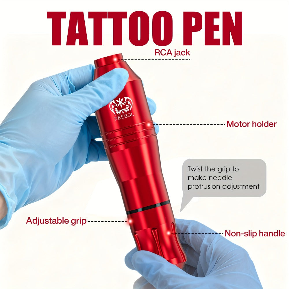 Neebol Tattoo Machine Kit Complete, Rotary Tattoo Pen Kit, Display Screen, 8 Hour Battery Life, 10/20 Cartridge Needles, Portable Design, Cordless Tattoo Gun Wireless Tattoo Supplies Equipment for Beginners And Artists, Body Art Makeup Easter Gifts