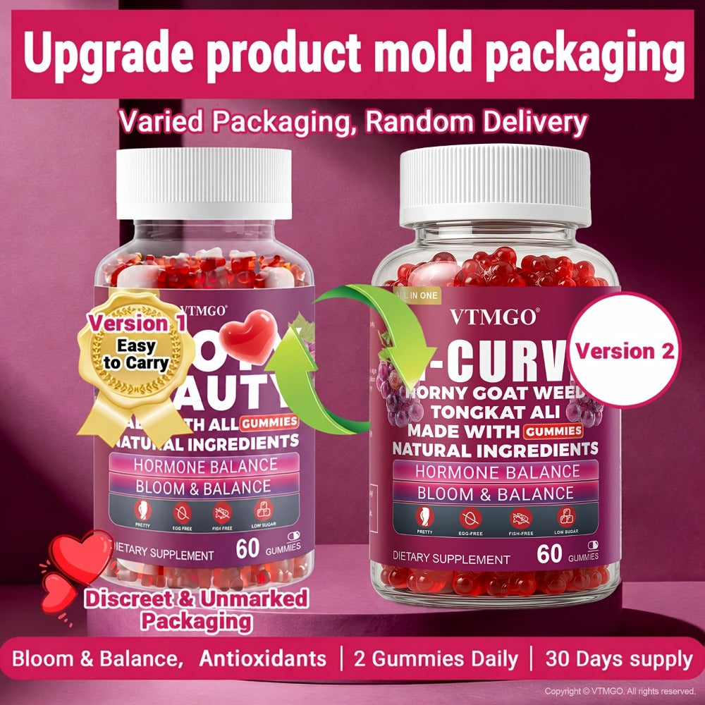 G-CURVE GUMMIES- Rounder, Volumized. Natural Botanical Blend with Maca, Saw Palmetto Berry Powder, Tribulus Terrestris Extract, L-Arginine. It Is A Gift for Women. Life - Confident, Elegant And Beautiful. Grape Flavored (60 Count) (1/2/3 Bottles)
