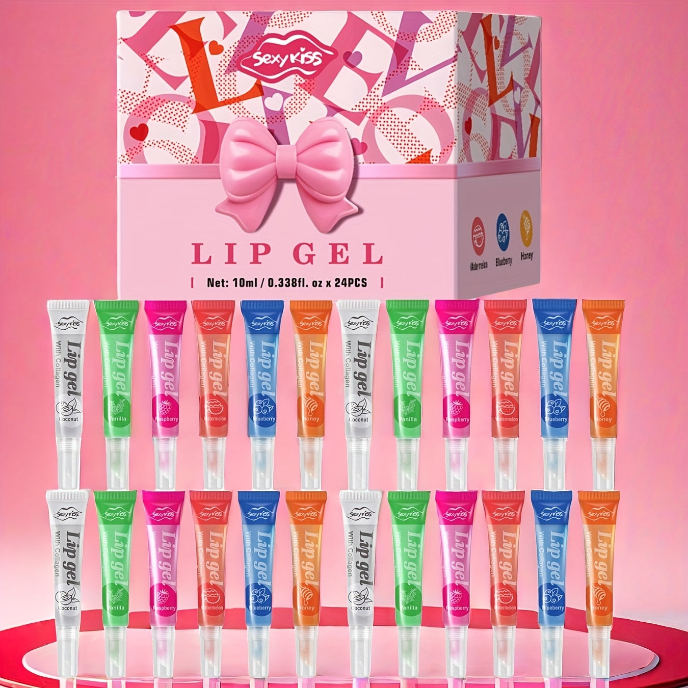 Luxury Lip Balm Collection of 24pcs in a Box And Glossy, Ideal for Chapped Lips, Perfect Valentine'S Day Gift for Her
