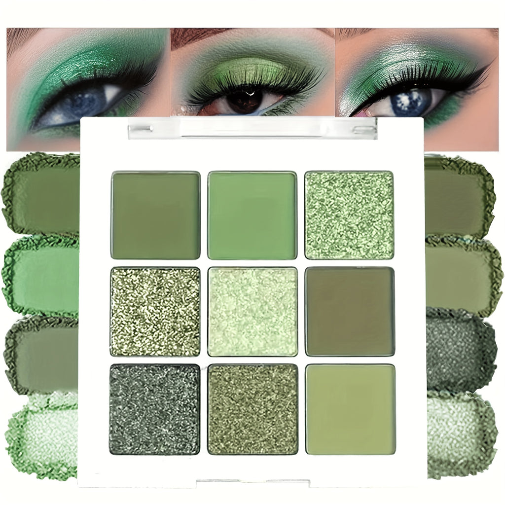 [Valentine's Day Gifts] Avocado Green 9-Color Eyeshadow Palette - Neutral Matte And Shimmer Effects, Three Textures in Forest Green Tones, High Pigmented Waterproof And Sweat-Resistant, Beginner-Friendly, Perfect for Valentine's Day Gifts, Parties, And Da