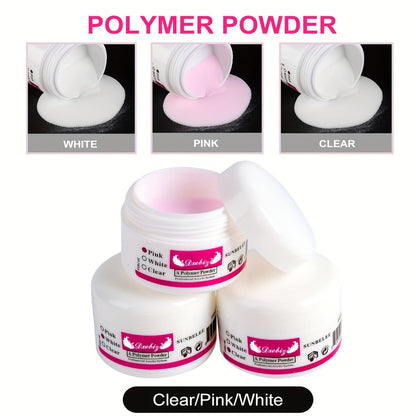 Acrylic Nail Kit for Beginners - 12 Color Glitter Acrylic Powder Set White Clear Pink Nail Extensions Professional Manicure Tools & Acrylic Supplies for Women