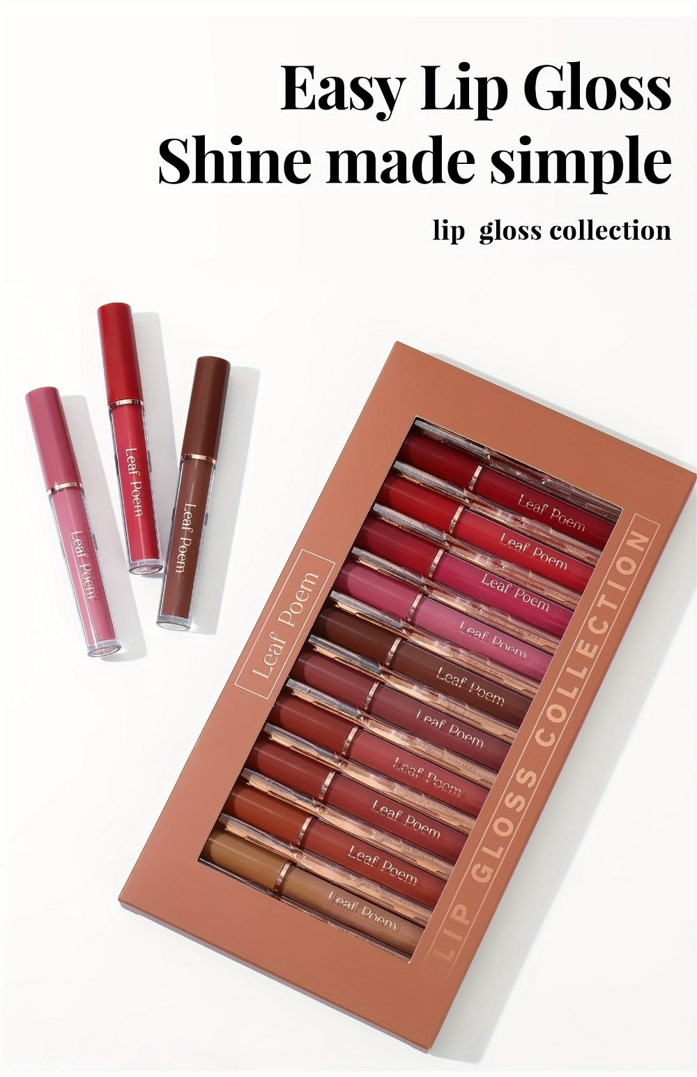 Lip Gloss Set 12pcs Long-Lasting Moisturizing Waterproof - High Color Payoff Non-Stick Non-Fading Formula for All Skin Tones - Hydrating Glossy Lip Makeup for All-Day Wear - Perfect Holiday Gift Set