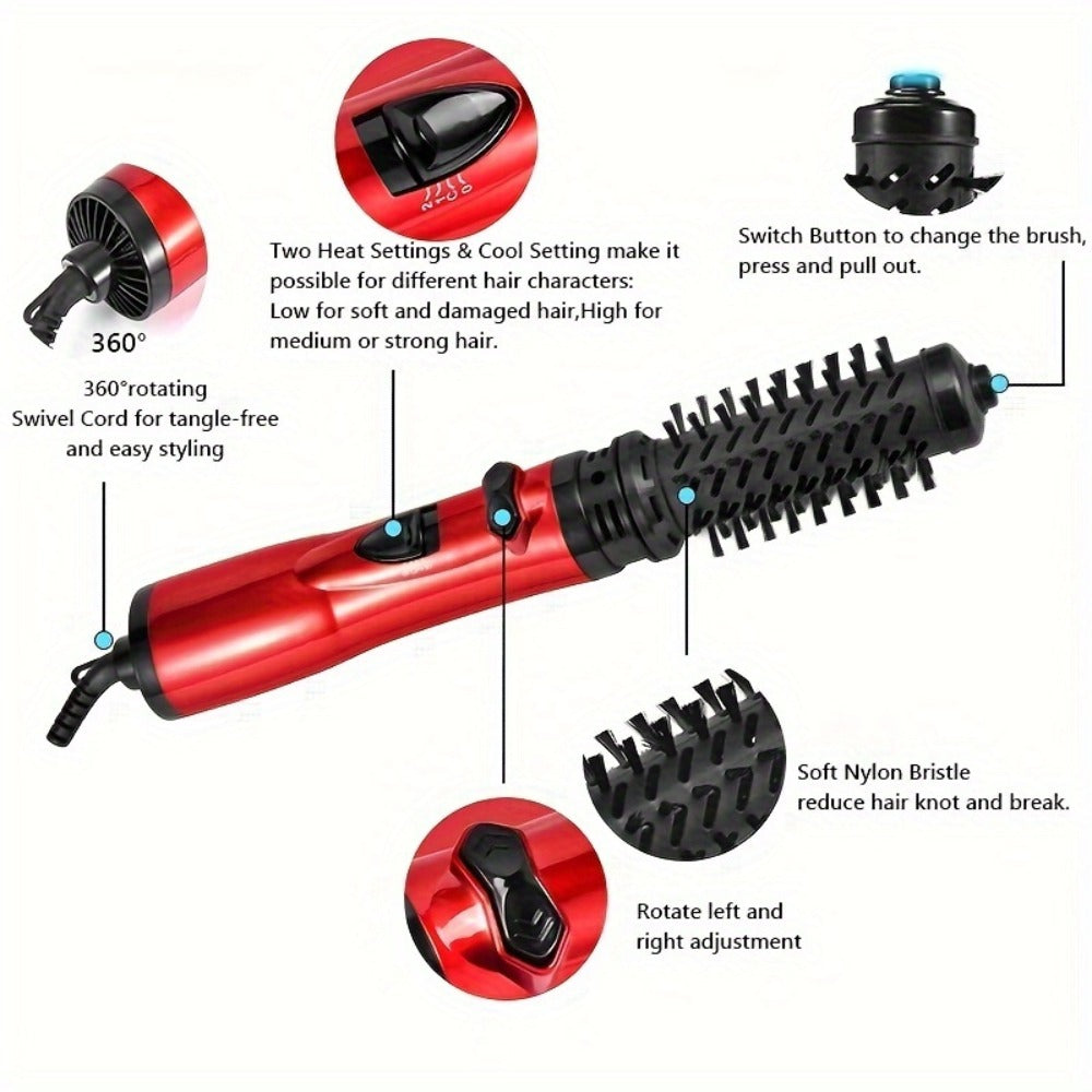 2-in-1 Rotating Hot Air Styling Brush, A Multi-functional Hot Air Comb That Can Create Curls Or Straighten Hair. Achieve Salon-quality Results At Home In One Step-effortlessly Craft Vibrant, Trendy Curls And Y Smooth Hair.