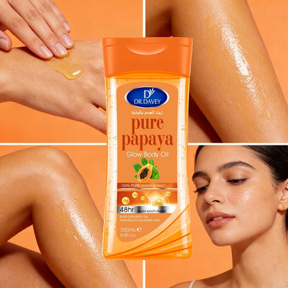Papaya Brightening Glow Oil 2pcs Multi-Use Non-Greasy Fast-Absorbing Moisturizing Body Oil for Skin Hair Nails Scalp Care All Skin Types Mother's Day Gift