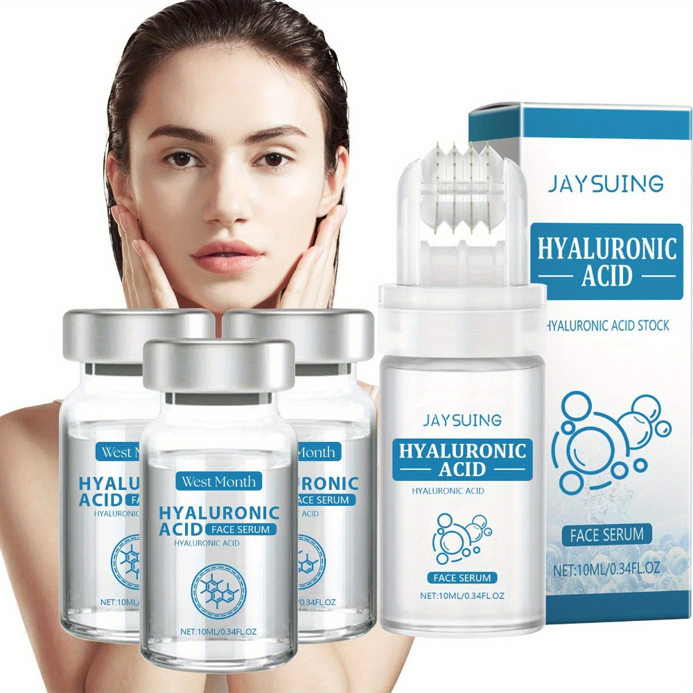 2/4Set Micro Infusion System Hyaluronic Acid Facial Serum, Smooth Skin Facial Serum Roller with Collagen And Elastin Moisturizes Skin Care Serum Enhances Skin Elasticity, Facial Serum for All Skin Types, Microneedle Length 0.25Mm