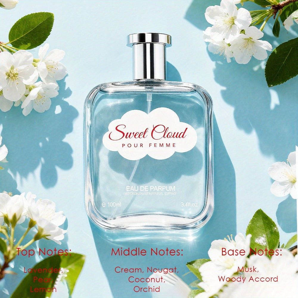 Women's Perfume Fruity Floral Scent 3.38 oz | Pear Jasmine Vanilla Sandalwood Long Lasting Eau de Parfum for Dating Office Gift