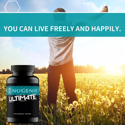 Men's Vitality Supplement Capsules - Nugenix Ultimate Formula for Male Energy, Strength & Testosterone Support - Daily Performance Booster for Men - 120 Capsules Per Bottle