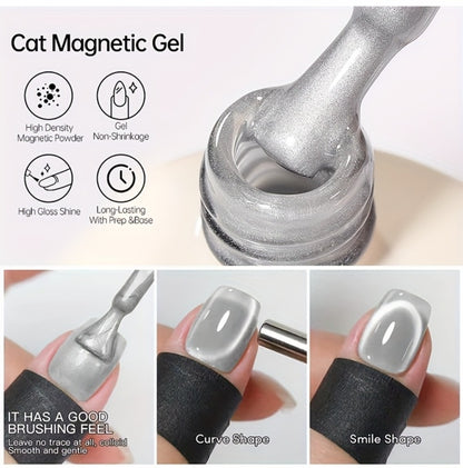 Cat Eye Gel Polish 15ml Plum Bordeaux Magnetic Soak Off UV LED – 3D Light-Shifting Effect Quick Dry Semi-Permanent Long-Lasting Fall Winter Dark Nail Colors for DIY & Salon Nail Art Women