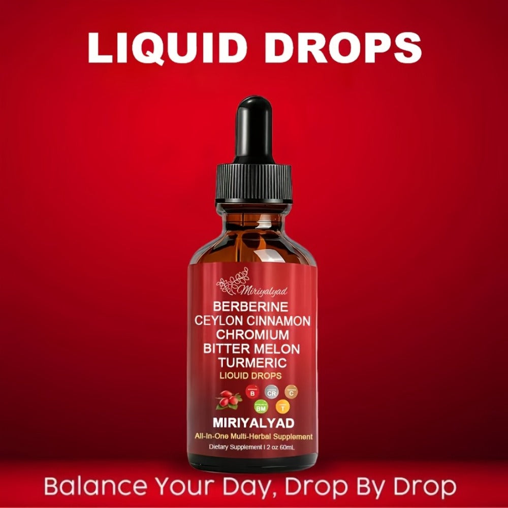 [Natural Plant Supplement] Herbal Liquid Drops With Berberineceylon Cinnamonchromiumbitter Melonturmeric | Natural Plant-Based Supplement | 2 Fl Oz Dietary Supplement