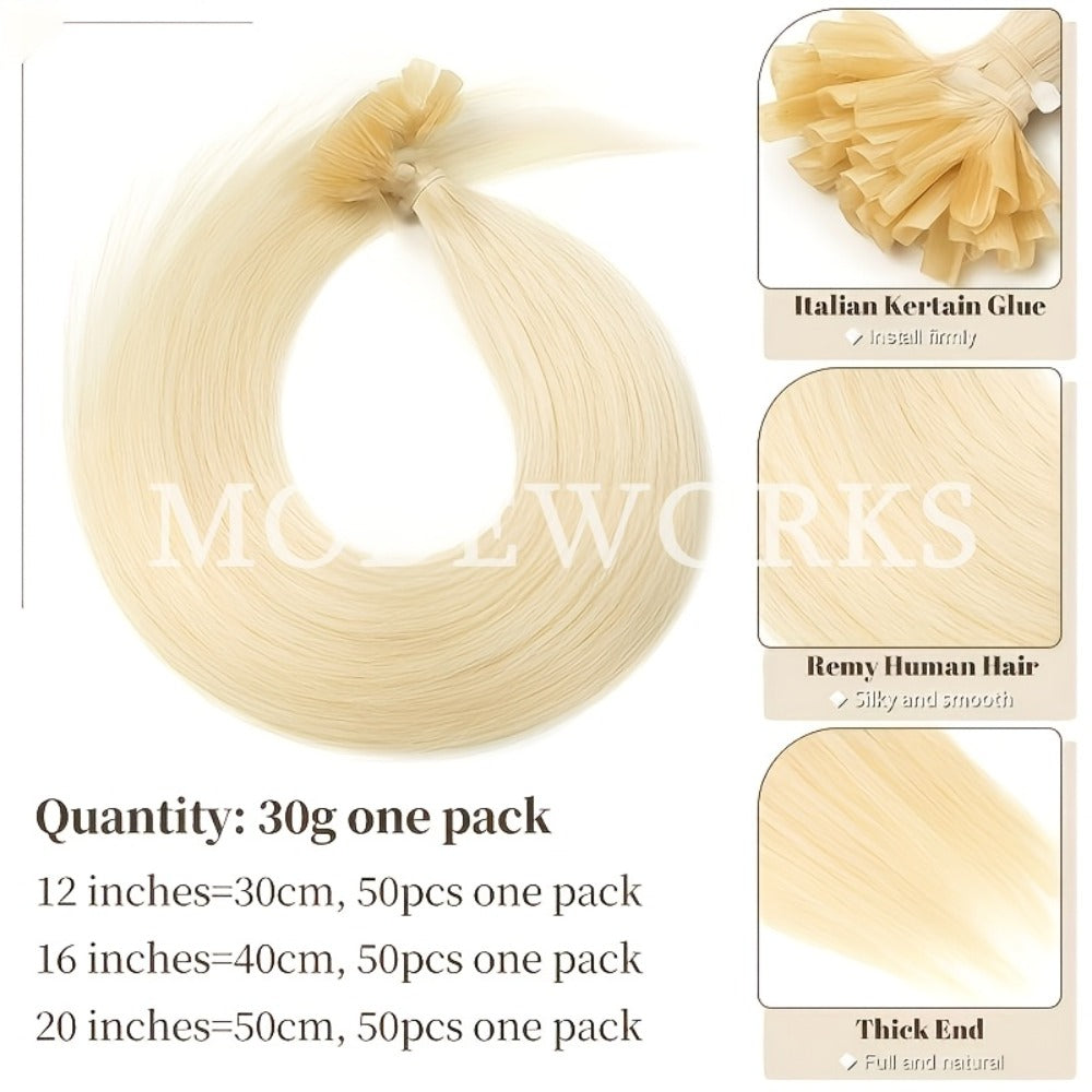 Keratin U Tip Hair Extensions 100% Remy Human Hair Nail Tip Bond Straight Invisible Seamless 12 14 16 18 20 Inch 50 Strands Natural Black Jet Black Blonde Brown Multi Color