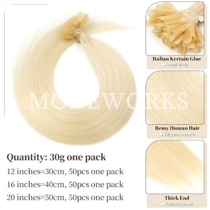 Keratin U Tip Hair Extensions 100% Remy Human Hair Nail Tip Bond Straight Invisible Seamless 12 14 16 18 20 Inch 50 Strands Natural Black Jet Black Blonde Brown Multi Color
