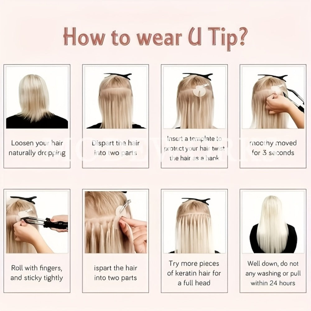 Keratin U Tip Hair Extensions 100% Remy Human Hair Nail Tip Bond Straight Invisible Seamless 12 14 16 18 20 Inch 50 Strands Natural Black Jet Black Blonde Brown Multi Color
