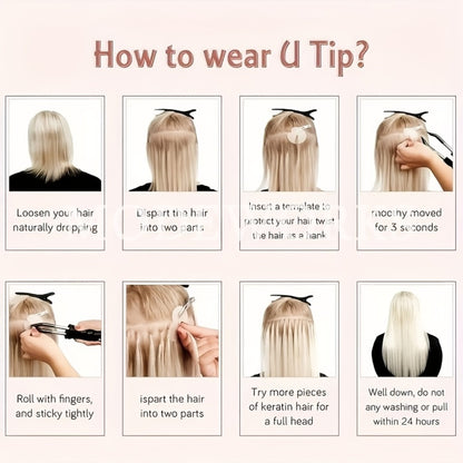 Keratin U Tip Hair Extensions 100% Remy Human Hair Nail Tip Bond Straight Invisible Seamless 12 14 16 18 20 Inch 50 Strands Natural Black Jet Black Blonde Brown Multi Color