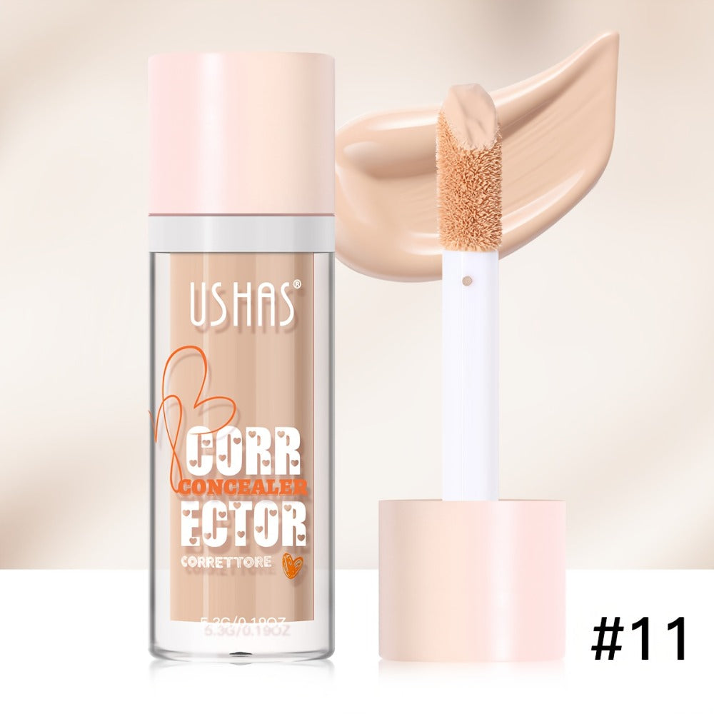 USHAS Liquid Concealer - 12 Shade Range, Full-Coverage Waterproof & Buildable Coverage, Self-Applying Applicator Brush Tip, Long-Lasting Non-Cakey Formula for Sensitive/Combination/Oily Beige - Instantly Cover Dark Circles,, Blemishes